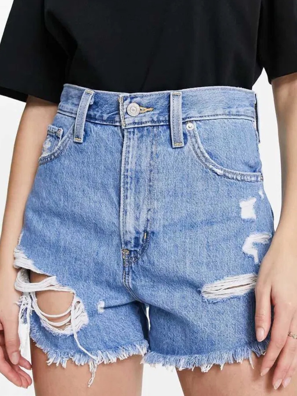 Levi’s high waisted distressed mom shorts size 27